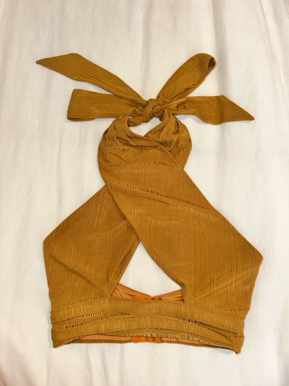 House of Harlow 1960 Mustard Halter Crop Top